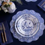 VIDA Faenza 9" Salad Plate Set of 4 White and Blue - Image 5