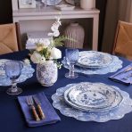 VIDA Faenza 9" Salad Plate Set of 4 White and Blue - Image 7