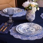 VIDA Faenza 9" Salad Plate Set of 4 White and Blue - Image 9