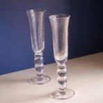 GLASS French Swirl Champagne Flute Set of 4 (Clear) 6 fl oz