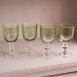 GLASS French Swirl Wine Set of 4 (Green) 8 fl oz