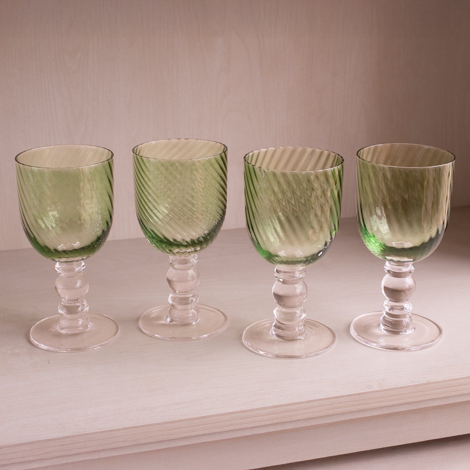 3109_2_7024d7d8-2e50-4599-bd40-caad70b64953 GLASS French Swirl Wine Set of 4 (Green) 8 fl oz - Image 1