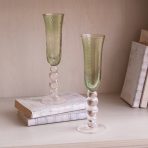 GLASS French Swirl Champagne Flute Set of 4 (Green) 6 fl oz - Image 3