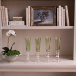 GLASS French Swirl Champagne Flute Set of 4 (Green) 6 fl oz