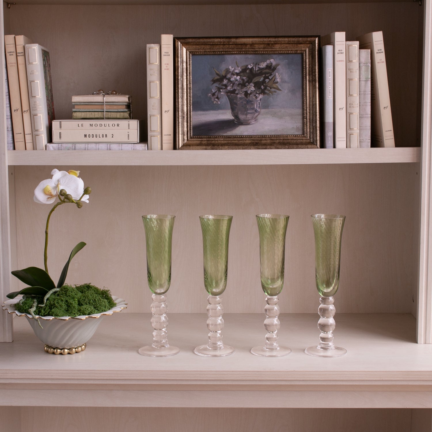 3111_3a42bcf5-213a-474e-80e4-aa3a02b9d065 GLASS French Swirl Champagne Flute Set of 4 (Green) 6 fl oz - Image 1