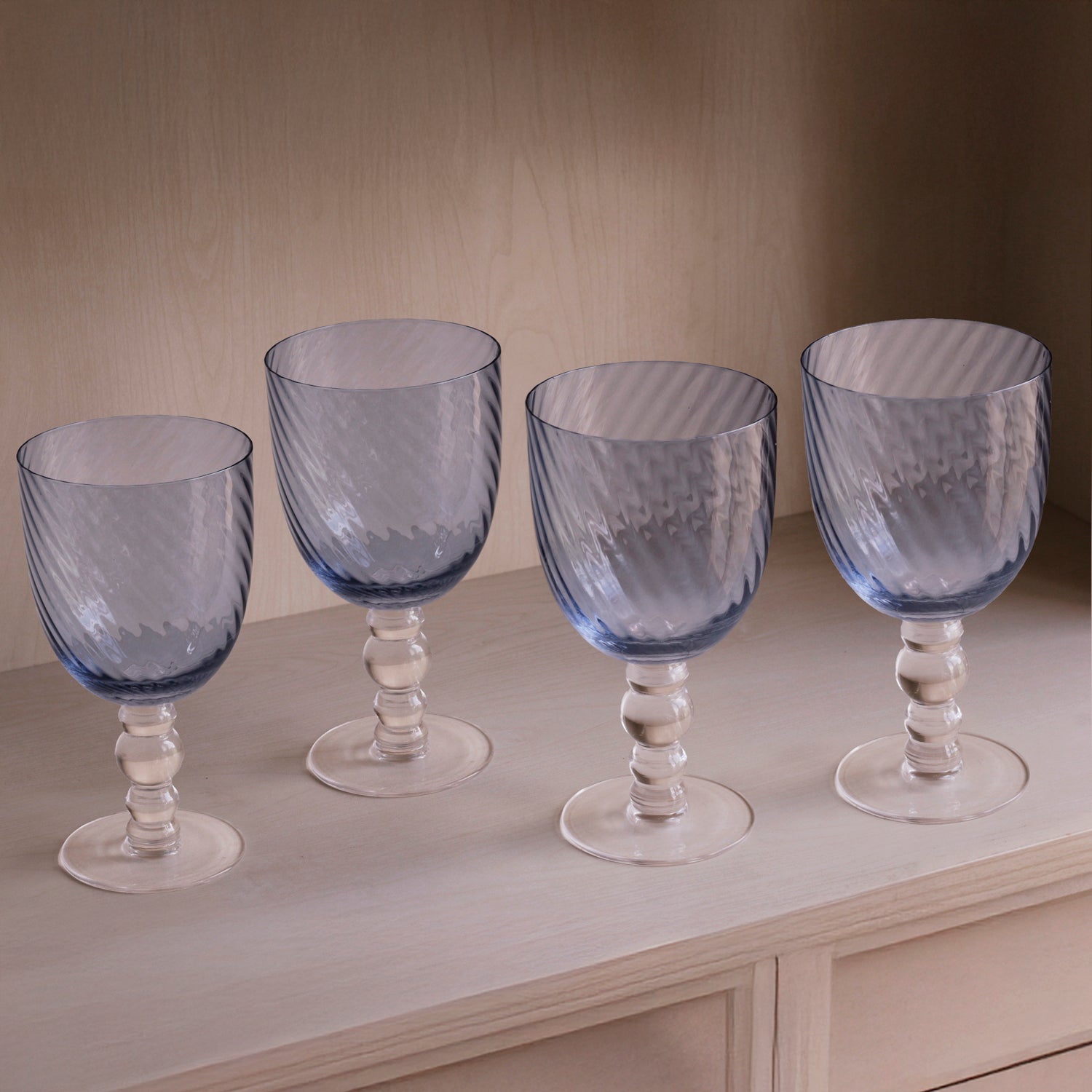 3113_2 GLASS French Swirl All Purpose Set of 4 (Blue) 20 fl oz - Image 1