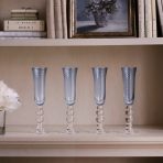 GLASS French Swirl Champagne Flute Set of 4 (Blue) 6 fl oz - Image 4