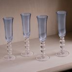GLASS French Swirl Champagne Flute Set of 4 (Blue) 6 fl oz