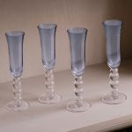 GLASS French Swirl Champagne Flute Set of 4 (Blue) 6 fl oz