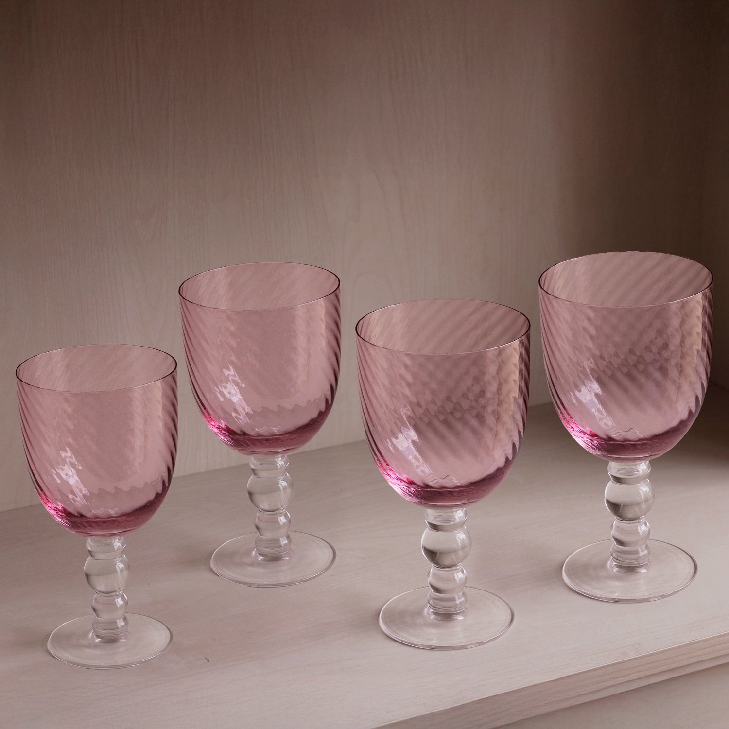 3116_2 GLASS French Swirl All Purpose Set of 4 (Pink) 20 fl oz - Image 1