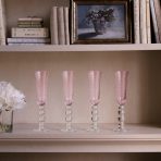 GLASS French Swirl Champagne Flute Set of 4 (Pink) 6 fl oz - Image 4