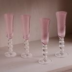 GLASS French Swirl Champagne Flute Set of 4 (Pink) 6 fl oz