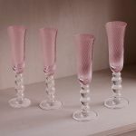GLASS French Swirl Champagne Flute Set of 4 (Pink) 6 fl oz