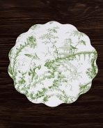 VIDA Chinoiserie Reversible  Round Placemats Set of 4 Green & White - Image 3