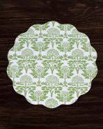 VIDA Chinoiserie Reversible  Round Placemats Set of 4 Green & White - Image 4