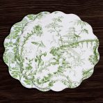 VIDA Chinoiserie Reversible  Round Placemats Set of 4 Green & White