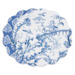 VIDA Chinoiserie Reversible  Round Placemats Set of 4 Blue & White
