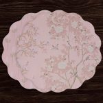 VIDA Chinoiserie Reversible  Round Placemats Set of 4 Pink & White