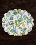 VIDA Blooms & Branches Reversible  Round Placemats Set of 4 Teal & Green