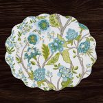 VIDA Blooms & Branches Reversible  Round Placemats Set of 4 Teal & Green