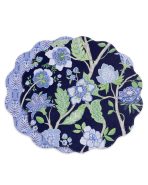 VIDA Blooms & Branches Reversible  Round Placemats Set of 4 Navy & Green - Image 2
