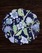 VIDA Blooms & Branches Reversible  Round Placemats Set of 4 Navy & Green - Image 4