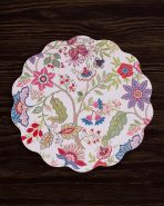 VIDA Blooms & Branches Reversible  Round Placemats Set of 4 Periwinkle & Peach - Image 3