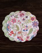 VIDA Blooms & Branches Reversible  Round Placemats Set of 4 Periwinkle & Peach