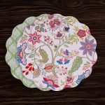 VIDA Blooms & Branches Reversible  Round Placemats Set of 4 Periwinkle & Peach