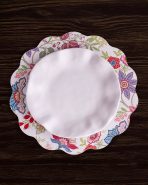 VIDA Blooms & Branches Reversible  Round Placemats Set of 4 Periwinkle & Peach - Image 5