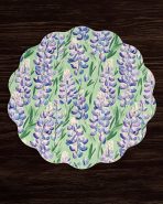 VIDA Bluebonnet & Stripes Reversible  Round Placemats Set of 4 Blue & Green - Image 4