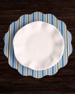 VIDA Bluebonnet & Stripes Reversible  Round Placemats Set of 4 Blue & Green - Image 5