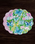 VIDA Butterfly Garden & Flowers Reversible  Round Placemats Set of 4 Pastel