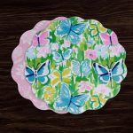 VIDA Butterfly Garden & Flowers Reversible  Round Placemats Set of 4 Pastel