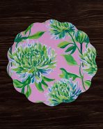 VIDA Hydrangeas & Daisies Reversible  Round Placemats Set of 4 Pink & Green - Image 4