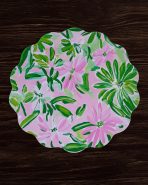 VIDA Hydrangeas & Daisies Reversible  Round Placemats Set of 4 Pink & Green - Image 3