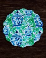 VIDA Ginger Jar & Butterflies Reversible  Round Placemats Set of 4 Blue & Green - Image 3