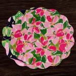 VIDA Butterflies & Flowers Reversible  Round Placemats Set of 4 (Pink & Green)