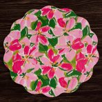 VIDA Butterflies & Flowers Reversible  Round Placemats Set of 4 (Pink & Green) - Image 3