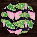 VIDA Butterflies & Flowers Reversible  Round Placemats Set of 4 (Pink & Green) - Image 4