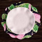 VIDA Butterflies & Flowers Reversible  Round Placemats Set of 4 (Pink & Green) - Image 6