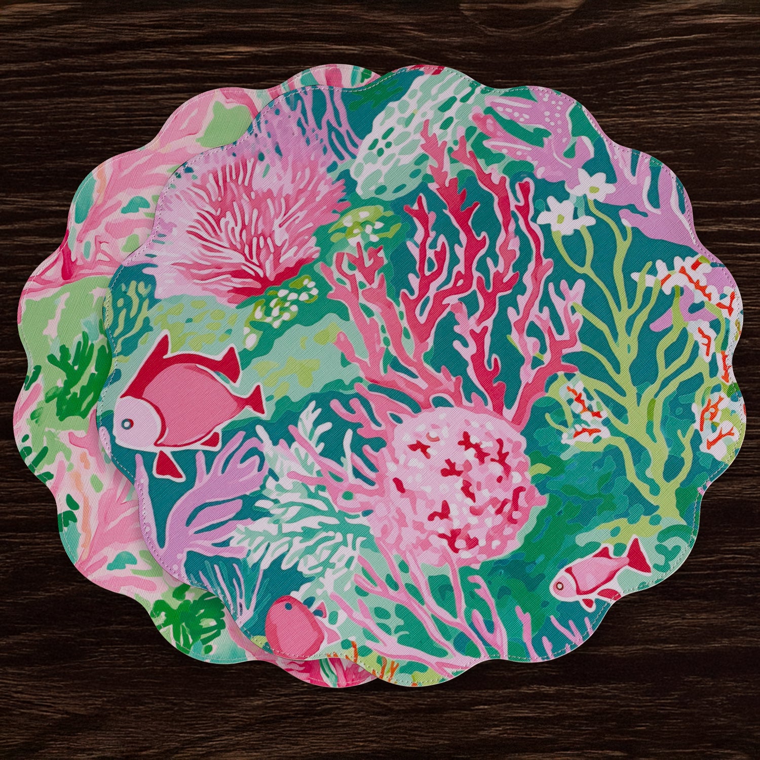 3132 VIDA Coral Reef Reversible Round Placemats Set of 4 (Multi) - Image 1