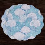 VIDA Shells & Scallops Reversible  Round Placemats Set of 4 (Blue & White)