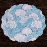 VIDA Shells & Scallops Reversible  Round Placemats Set of 4 (Blue & White)
