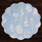 VIDA Shells & Scallops Reversible  Round Placemats Set of 4 (Blue & White) - Image 3