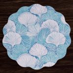 VIDA Shells & Scallops Reversible  Round Placemats Set of 4 (Blue & White) - Image 4