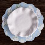 VIDA Shells & Scallops Reversible  Round Placemats Set of 4 (Blue & White) - Image 5