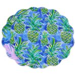 VIDA Pineapples & Palms Reversible  Round Placemats Set of 4 (Blue & Green) - Image 2
