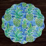 VIDA Pineapples & Palms Reversible  Round Placemats Set of 4 (Blue & Green) - Image 3