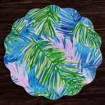 VIDA Pineapples & Palms Reversible  Round Placemats Set of 4 (Blue & Green) - Image 4